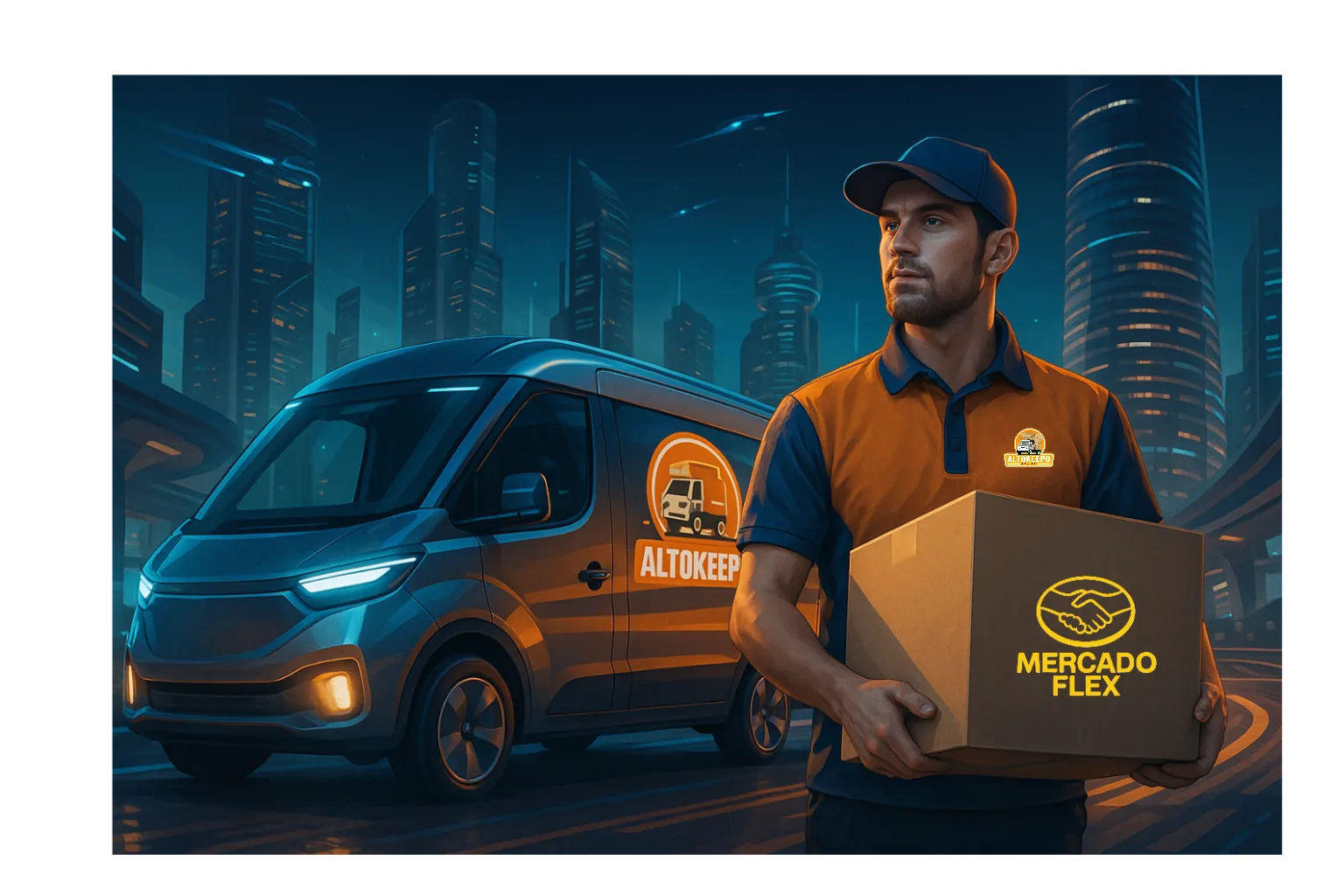 Repartidor de ALTOKEEPO entregando encomiendas de forma segura